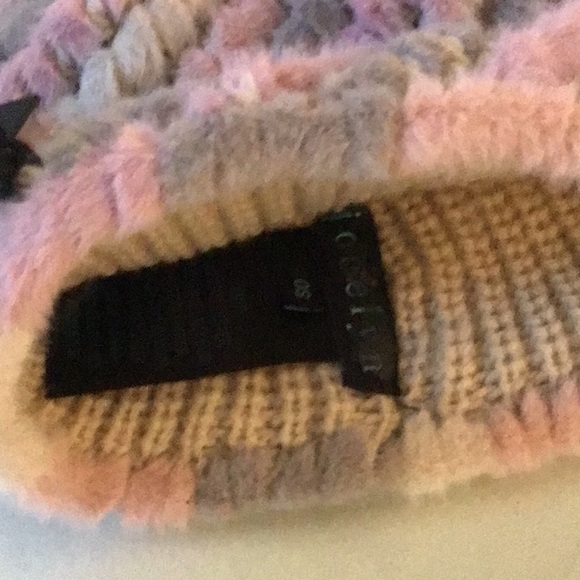 Jocelyn Womens  Hat with Pink and Gray Stripes - Picture 7 of 7